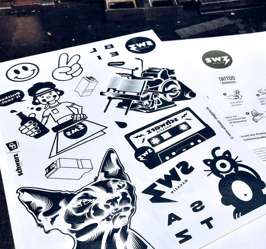 Schwarz – Tattoo Bogen A4